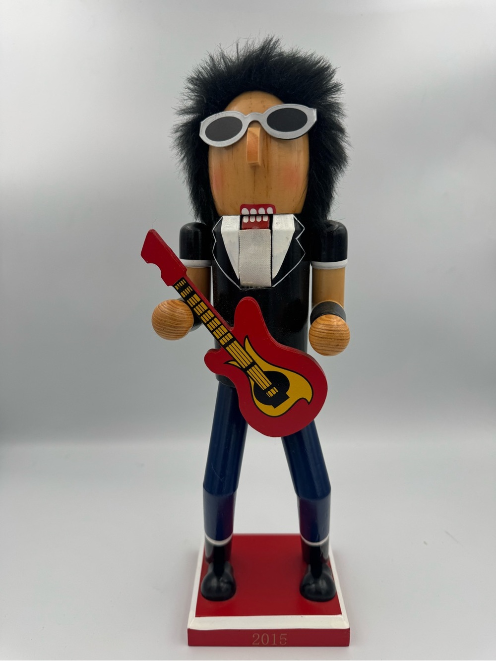 2015 Rock Star Guitarist Nutcracker Wood Figure Musician Rock & Roll Decor 13”